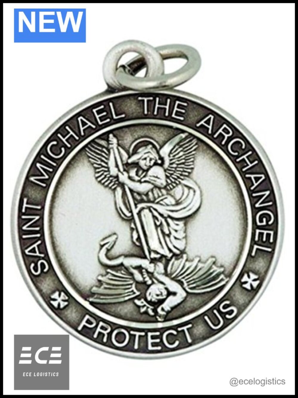 Saint Michael Medal Pendant Necklace Sterling Silver 18 Inch